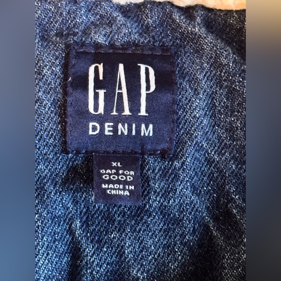 The GAP DENIM Medium Wash RARE Jean Shearling Sherpa Lined Trucker JACKET Sz XL - Picture 7 of 10
